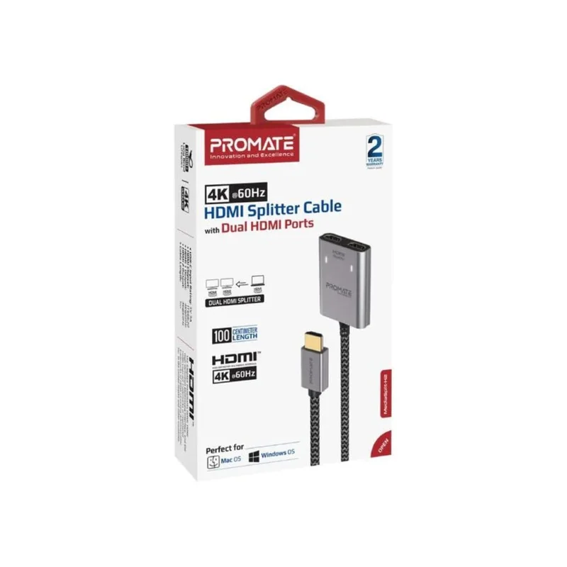 Promate MediaSplit-H2 4K@60Hz HDMI Splitter Cable