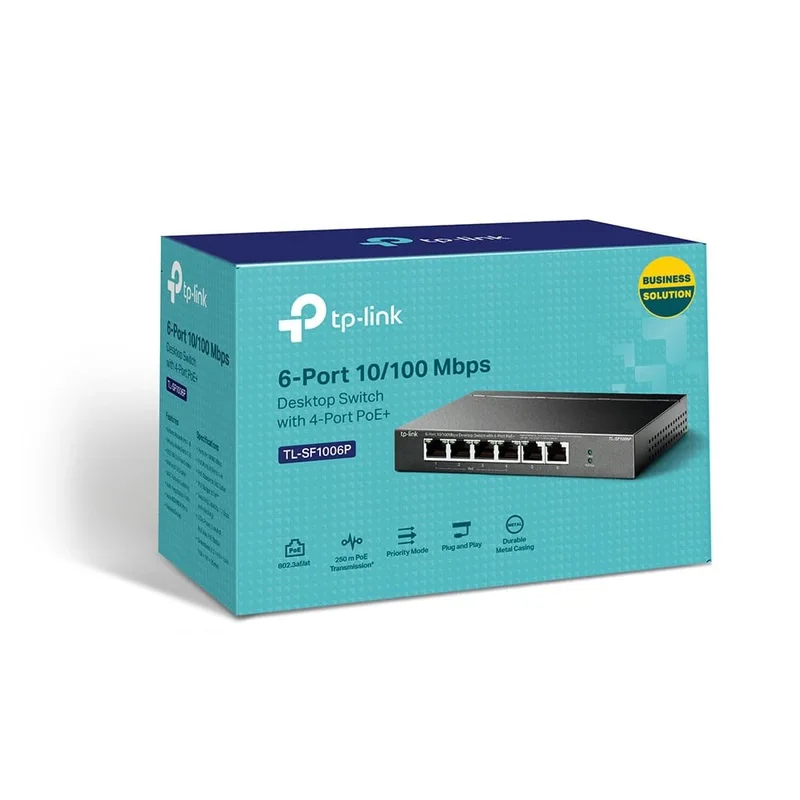 TP-Link 6-Port 10/100Mbps Desktop Switch with 4-Port PoE+ -TL-SF1006P