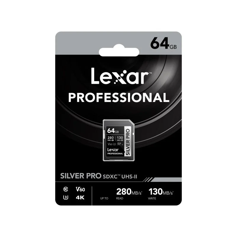 Lexar 64GB 280/130mb/s Professional SILVER PRO SDXC UHS-II Card