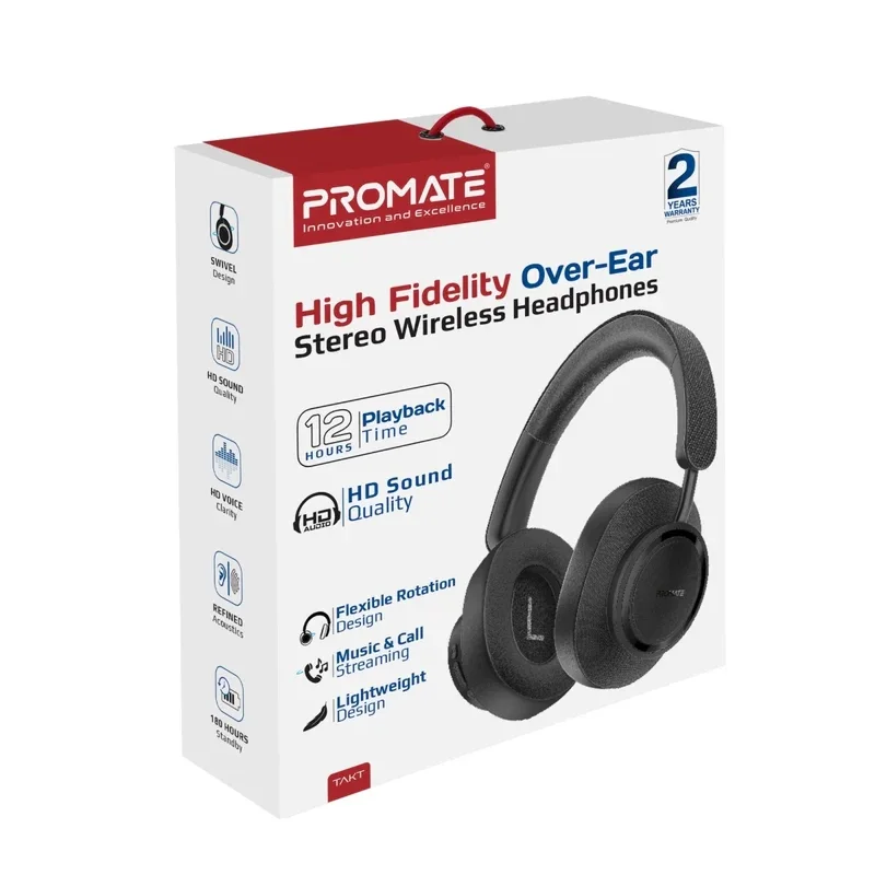 Promate Takt High Fidelity Over-Ear Stereo Wireless Headphones