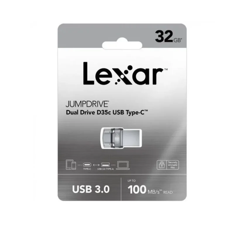 Lexar JumpDrive Dual Drive D35c USB 3.0 Type-C 32GB USB Flash Drive