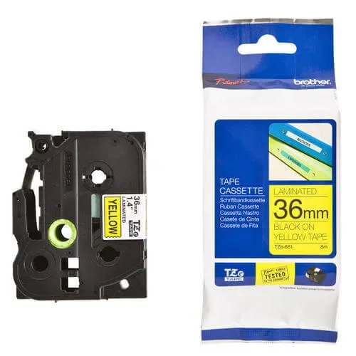 Brother TZE-661 Black-on-Yellow 36mm Label Tape