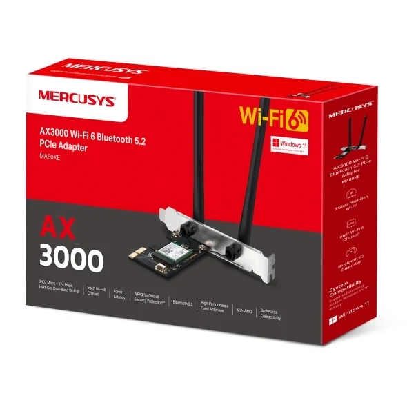 Mercusys MA80XE WiFi 6 PCIE Wireless Adapter