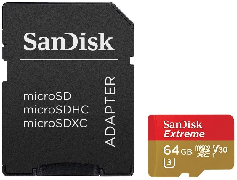 SanDisk Extreme 64GB microSDXC UHS-I Card with Adapter